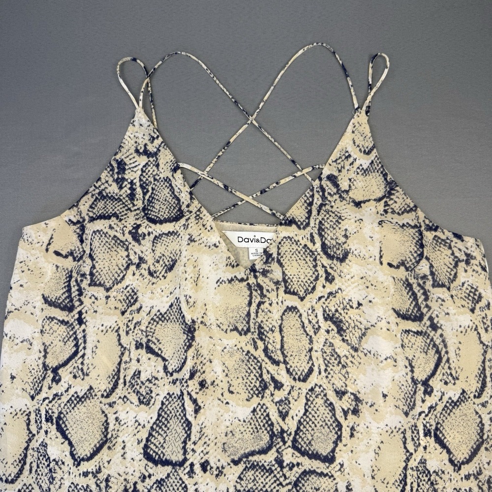 Davi & Dani Snakeskin Top Sz S Lightweight Neutral Festival Strappy Lined